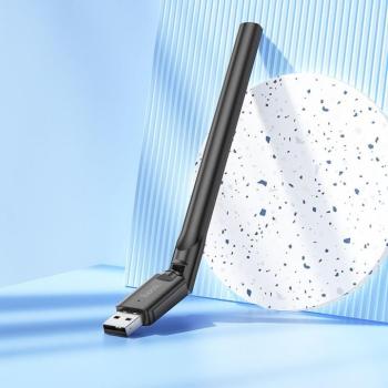 HOCO vezeték nélküli hálózati kártya külső antennával USB Wifi4 HI32 fekete kép