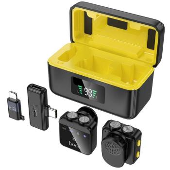 HOCO vezeték nélküli lavalier mikrofon Lightning / C típus (2 db készletben) L17 fekete kép