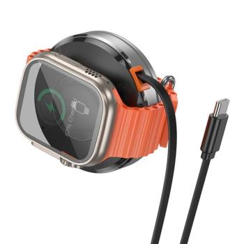 HOCO vezeték nélküli töltő visszahúzható kábellel C típusú kompatibilis a MagSafe és az APPLE Watch 15W CQ18 ezüst kép