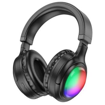 HOCO W48 bluetooth fejhallgató SZTEREO (v5.3, kártyaolvasó, 3.5mm jack aljzat, RGB) FEKETE kép