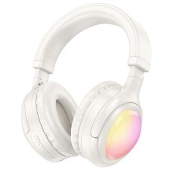 HOCO W48 bluetooth fejhallgató SZTEREO (v5.3, kártyaolvasó, 3.5mm jack aljzat, RGB) KRÉM kép