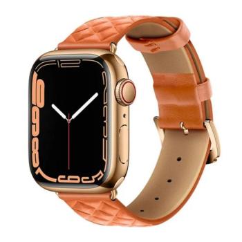HOCO WA18 pótszíj (egyedi méret, szilikon, bőr hatású, állítható, 3D rombusz minta) NARANCSSÁRGA Apple Watch Series 4 40mm, Apple Watch Series 5 40mm, Apple Watch Series 1 38mm, Apple Watch kép