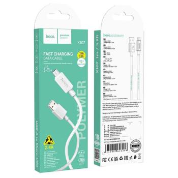 Hoco X107 USB-A - micro USB kábel 2.4A 1m - fehér kép