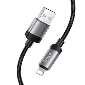 HOCO X114 adatkábel (USB - lightning, 2.4A, gyorstöltő, 100cm) FEKETE Apple iPhone 5C, IPAD Air, iPhone X 5.8 kép