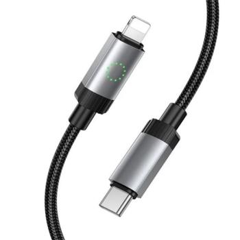 HOCO X117 adatkábel (USB - lightning, 27W, gyorstöltő, 100cm, LED jelzés, cipőfűző) FEKETE Apple iPhone 6 4.7, IPAD Air 2, IPAD Pro 12.9 (2017) kép