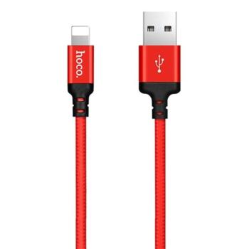 HOCO X14 adatkábel (USB - lightning, gyorstöltő, 100cm, cipőfűző) PIROS kép