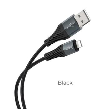HOCO X38 adatkábel és töltő (USB - lightning 8pin, 2.4A, gyorstöltés támogatás, 100cm, törésgátló) FEKETE Apple iPhone 7 4.7, Apple iPhone 7 Plus 5.5, Apple IPAD mini 4, Apple IPAD Pro 12. kép