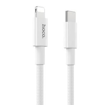 HOCO X56 adatkábel és töltő (Type-C - lightning 8pin, 3A, PD gyorstöltés támogatás, 100cm, cipőfűző minta) FEHÉR Apple iPhone 7 4.7, Apple iPhone 7 Plus 5.5, Apple IPAD mini 4, Apple IPAD kép