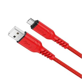 HOCO X59 adatkábel (USB - microUSB, 2.4A, gyorstöltő, 100cm) PIROS kép