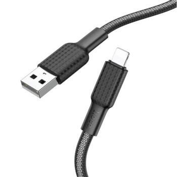 HOCO X69 adatkábel és töltő (USB - lightning 8pin, 2.4A, 100cm, törésgátló, cipőfűző minta) FEKETE / FEHÉR Apple iPhone 7 4.7, Apple iPhone 7 Plus 5.5, Apple IPAD mini 4, Apple IPAD Pro 12 kép