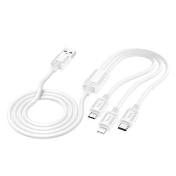 HOCO X74 töltőkábel 3in1 (USB - lightning/microUSB/Type-C, 2A, 100cm) FEHÉR kép