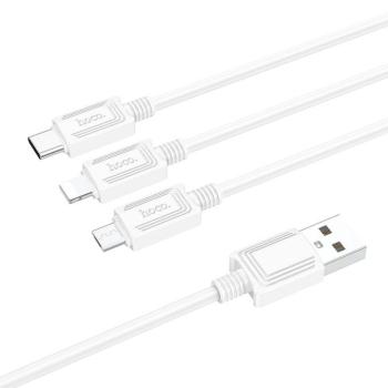 Hoco X76 USB-A - Type-C/Lightning/micro USB kábel 2A 1m - fehér kép