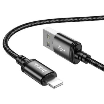 HOCO X89 adatkábel (USB - lightning, 2.4A, gyorstöltő, 100cm, cipőfűző) FEKETE Apple IPAD, IPAD 2, IPAD (3rd Generation) kép