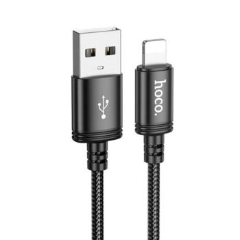 HOCO X89 adatkábel (USB - lightning, 2.4A, gyorstöltő, 200cm, cipőfűző) FEKETE Apple IPAD, iPhone 6 Plus 5.5, iPhone SE (2016) kép