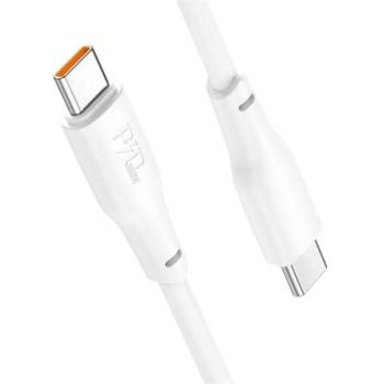 HOCO X93 adatkábel (Type-C - Type-C, 100W, 3A, PD gyorstöltő, 100cm, törésgátló) FEHÉR kép