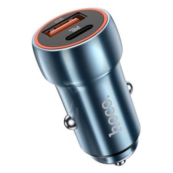 Hoco Z46A autós szivargyújtó töltő USB-C + USB-A QC3.0, 20W, zafírkék kép