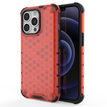 Honeycomb tok ütésálló telefontok TPU Bumper iPhone 13 Pro piros kép