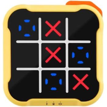 Hordozható elektronikus utazó társas- és stratégiai XO játék, Wooze Tic Tac Toe, sárga kép