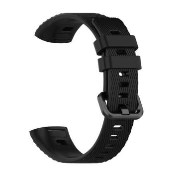 Huawei Band 4 Pro, szilikon pótszíj, állítható, keresztben csíkos minta, fekete kép
