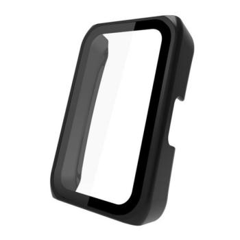 Huawei Band 6 / Honor Band 6, Műanyag védőkeret, kijelzővédő üveggel, közepesen ütésálló, szíj nélkül, fekete kép