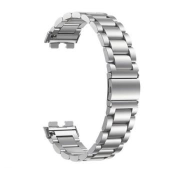Huawei Band 8 / 9 / 10, fém pótszíj, vékony, rozsdamentes acél, pillangó csattal, ezüst kép