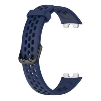 Huawei Band 8 / 9 / 10, szilikon pótszíj, lyukacsos, légáteresztő, sötétkék kép