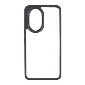 Huawei Honor 200, Műanyag hátlap védőtok + szilikon keret, közepesen ütésálló, átlátszó hátlap, fekete kép