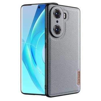 Huawei Honor 60 Pro, Műanyag hátlap védőtok + szilikon keret, fényvisszaverő szövet hátlap, rács minta, Dux Ducis Fino, kék kép