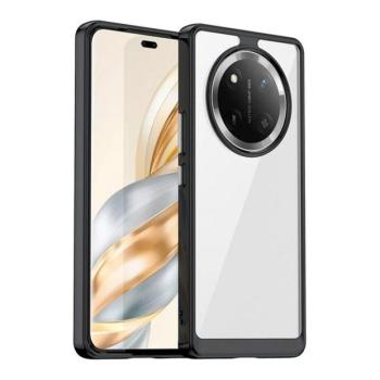 Huawei Honor Magic 7 Lite / X9c / X60 Pro, Műanyag hátlap védőtok + szilikon keret, közepesen ütésálló, átlátszó hátlap, fekete kép