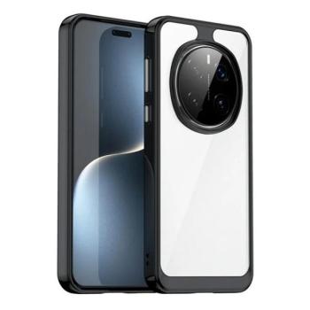 Huawei Honor Magic 7 Pro, Műanyag hátlap védőtok + szilikon keret, közepesen ütésálló, átlátszó hátlap, fekete kép