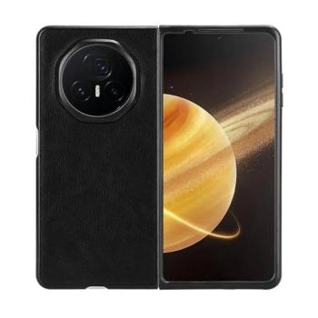 Huawei Honor Magic V3, Műanyag hátlap védőtok, bőrhatású hátlap, fekete kép