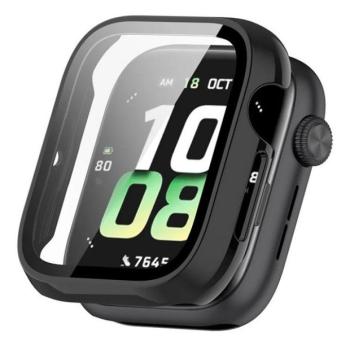 Huawei Honor Watch 5, Műanyag védőkeret, kijelzővédő üveggel, közepesen ütésálló, szíj nélkül, fekete kép