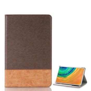 Huawei MatePad Pro (10.8) (2019 / 2021) / Pro 5G (10.8) (2019 / 2021), mappa tok, stand, textil hatás, sötétbarna kép