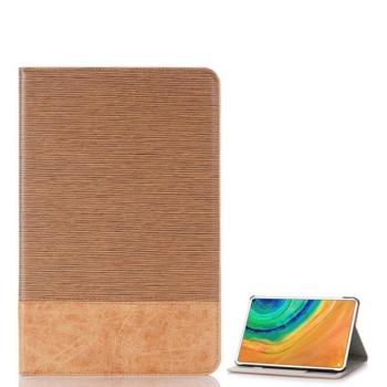 Huawei MatePad Pro (10.8) (2019 / 2021) / Pro 5G (10.8) (2019 / 2021), mappa tok, stand, textil hatás, világosbarna kép