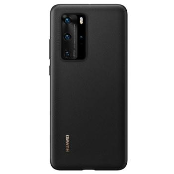 HUAWEI műanyag telefonvédő (bőr hatású hátlap) FEKETE Huawei P40 Pro 5G kép