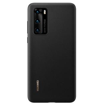 HUAWEI műanyag telefonvédő (bőr hatású hátlap) FEKETE Huawei P40 kép