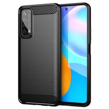 Huawei P Smart 2021 szilikon tok, fekete, Carbon fiber kép
