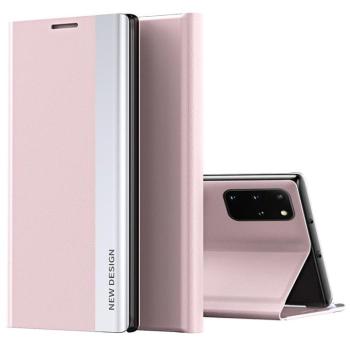 Huawei P30 Lite, Oldalra nyíló tok, stand, Wooze Silver Line, rózsaszín kép