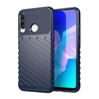 Huawei P40 Lite E, Szilikon tok, közepesen ütésálló, domború csíkos minta, sötétkék kép