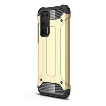 Huawei P40, Műanyag hátlap védőtok, Defender, fémhatású, arany kép