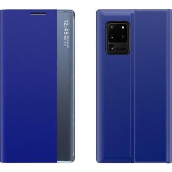 Huawei P40, Oldalra nyíló tok, stand, hívás mutatóval, vékony csíkban, Wooze Look Inside, kék kép