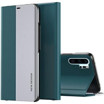 Huawei P40, Oldalra nyíló tok, stand, Wooze Silver Line, sötétzöld kép