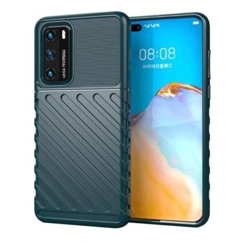 Huawei P40, Szilikon tok, közepesen ütésálló, domború csíkos minta, zöld kép