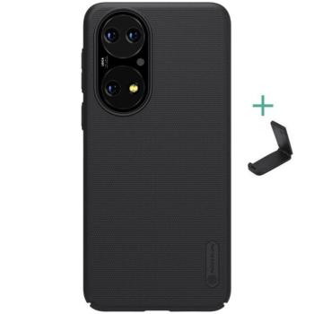 Huawei P50 / P50E, Műanyag hátlap védőtok, stand, Nillkin Super Frosted, fekete kép