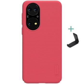 Huawei P50 / P50E, Műanyag hátlap védőtok, stand, Nillkin Super Frosted, piros kép