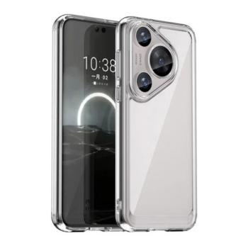 Huawei Pura 70 Pro / 70 Pro Plus, Műanyag hátlap védőtok + szilikon keret, közepesen ütésálló, átlátszó hátlap, átlátszó kép