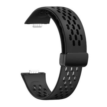 Huawei Watch Fit 3, szilikon pótszíj, lyukacsos, légáteresztő, fekete kép