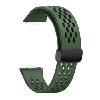 Huawei Watch Fit 3, szilikon pótszíj, lyukacsos, légáteresztő, sötétzöld kép