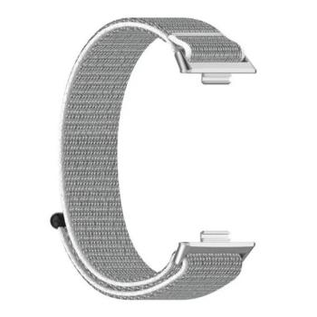 Huawei Watch Fit 3, textíl pótszíj, nylon, tépőzáras, állítható, légáteresztő, világosszürke kép