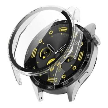 Huawei Watch GT4 (46 mm), Műanyag védőkeret, kijelzővédő üveggel, közepesen ütésálló, szíj nélkül, átlátszó kép